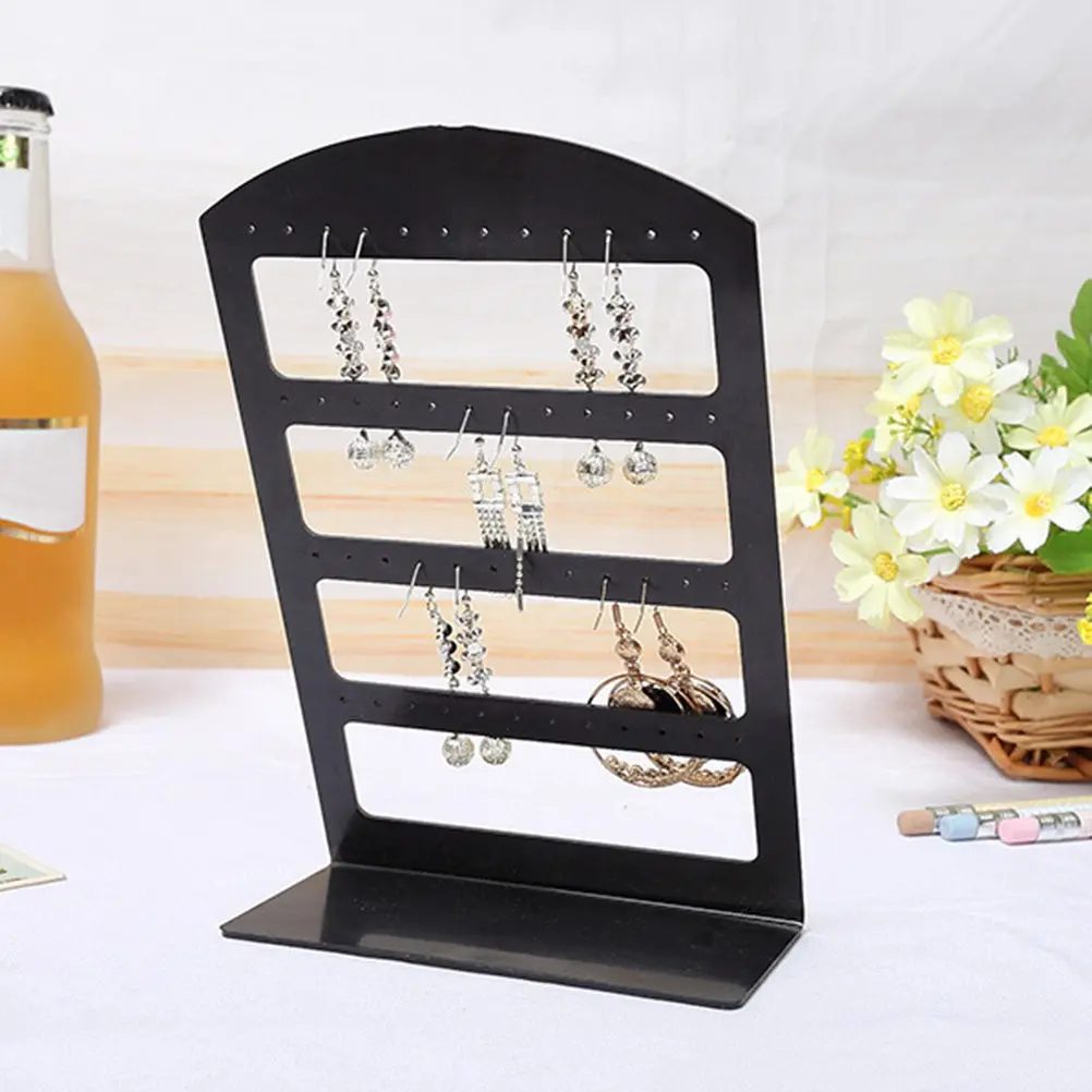 48 Slot Acrylic Earring Rack Stand Organizer for Dangle Stud Hoop Nose Piercings Space Saving Portable Jewelry