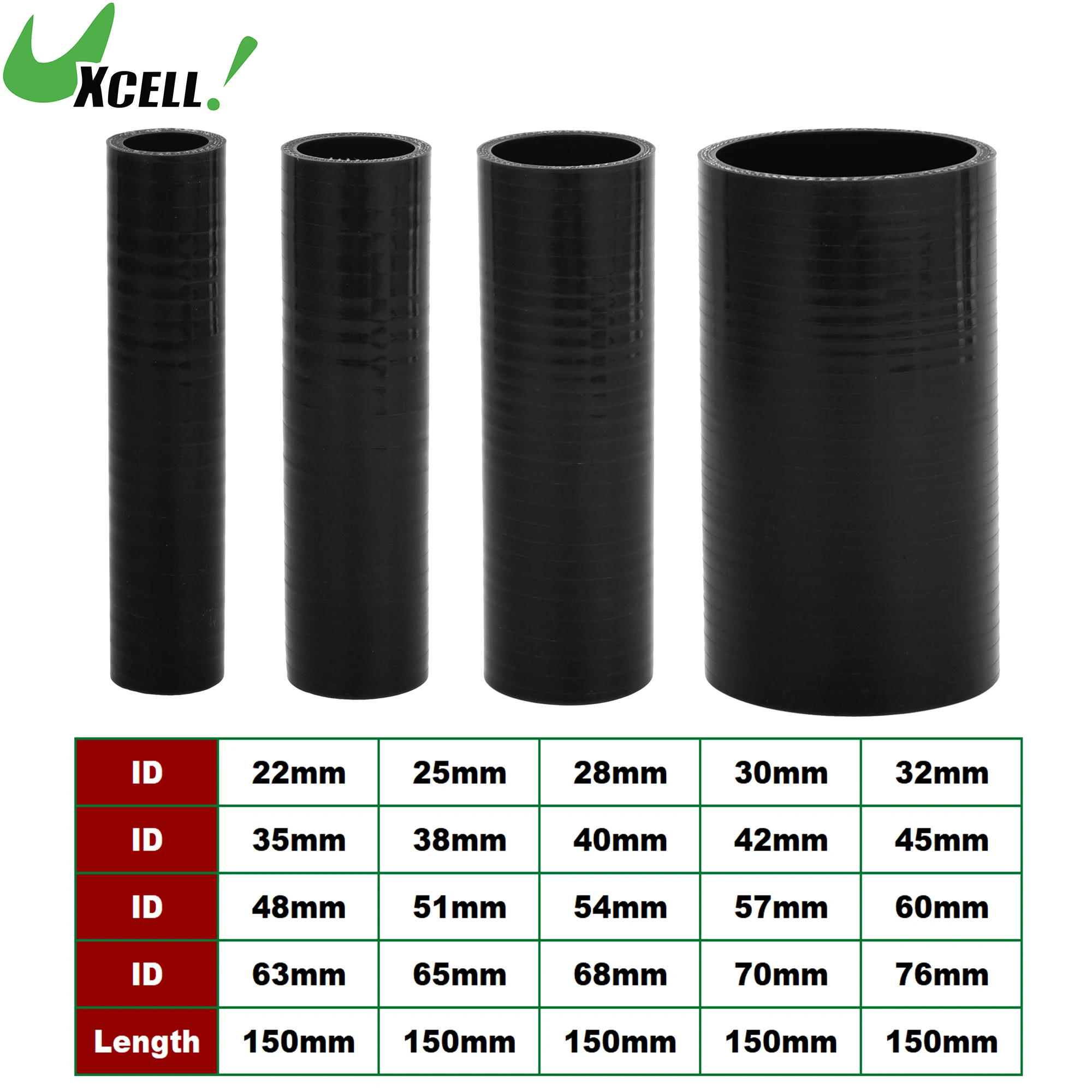 

UXCELL 22mm 28mm 30mm 32mm 54mm 63mm to 76mm ID 150mm Length 3-Ply Reinforced High Temp Straight Coupler Silicone Reducer Hose