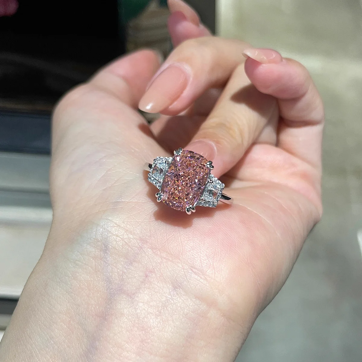 Star actor --Fashion Design Pink Diamond Ice Flower Cut Luxury Women's Ring - 2026 Trendy Classic Style Luxurious Ring