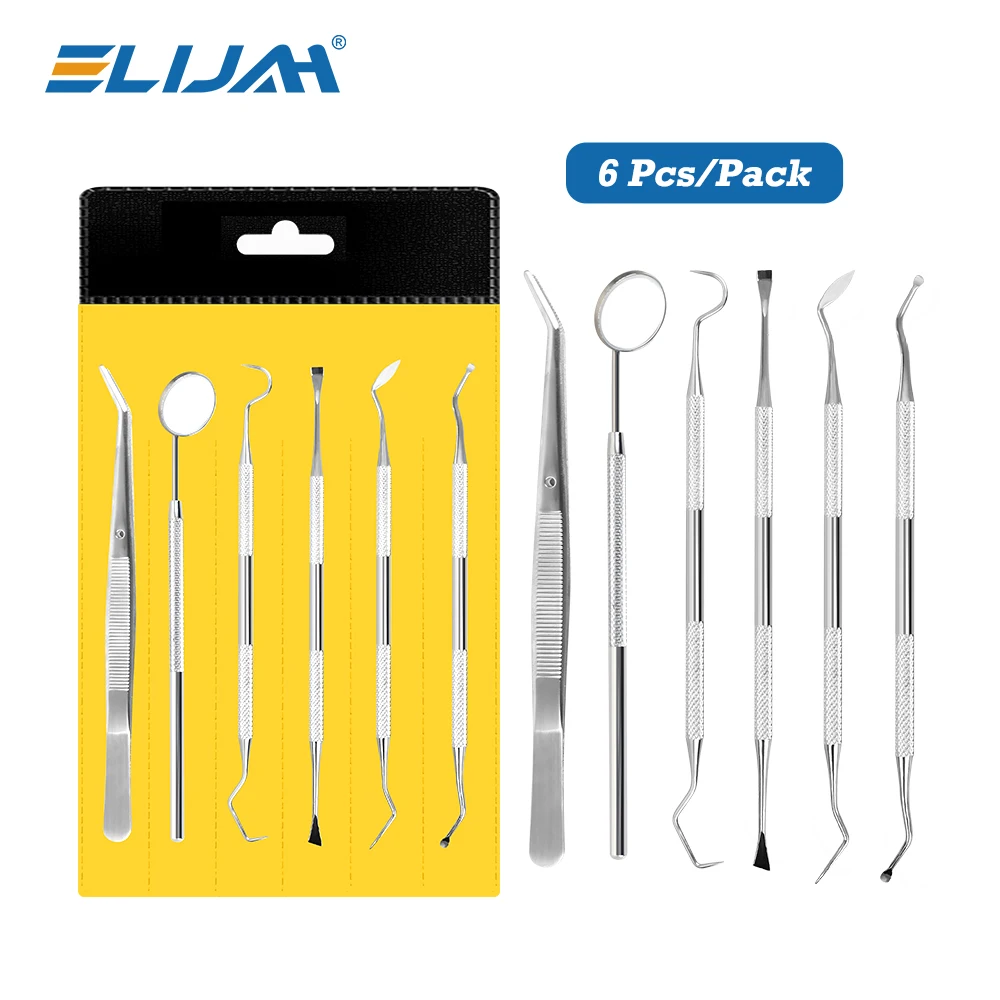 Stainless Steel Dentist Clean Tools Dental Mirror Double Probe Sickle /Hoe Tooth Cleaner Dental Tool Products Oral Care Kit