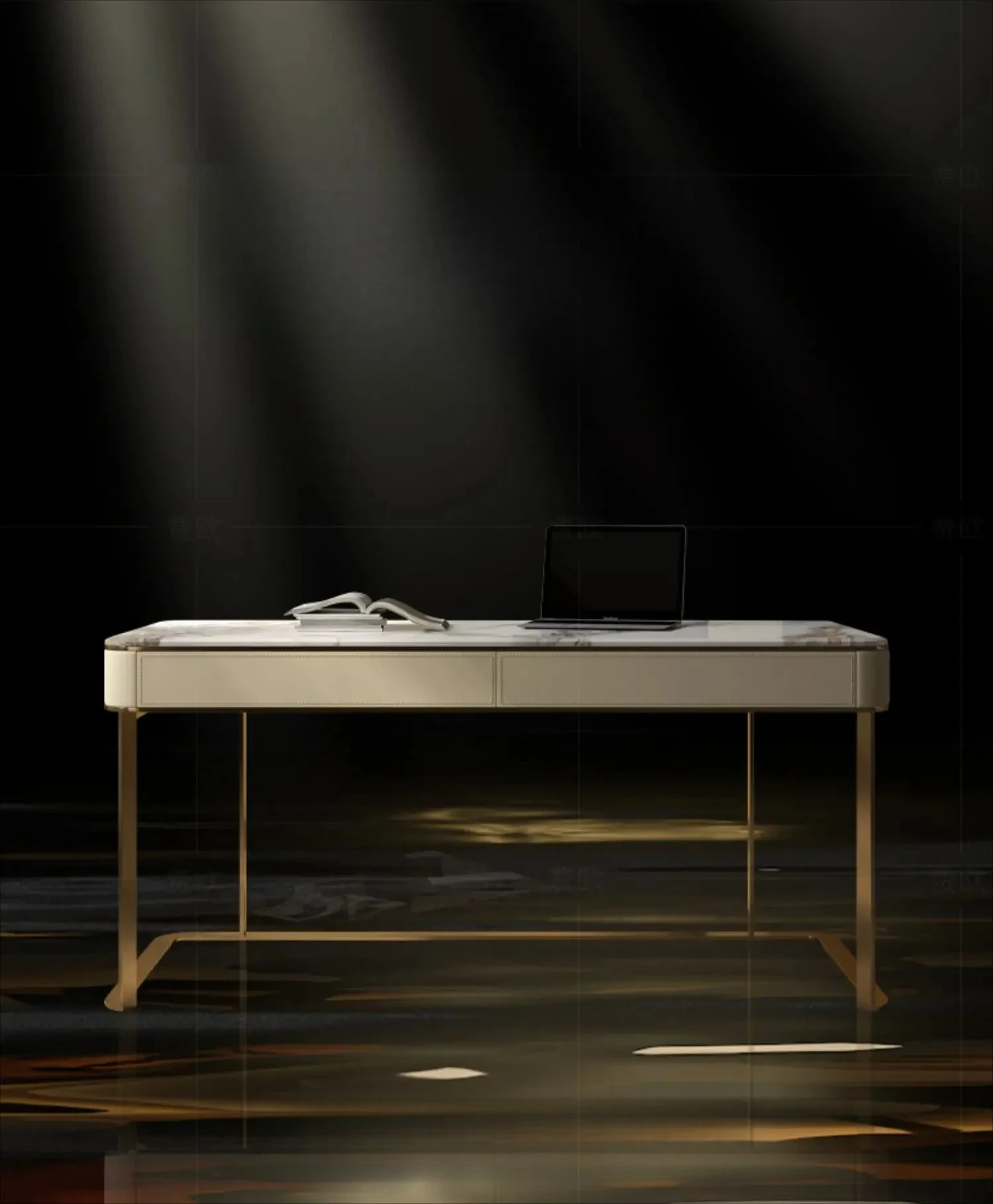 

GLight luxury study desk chair marble rock slab household high-end writing desk desk