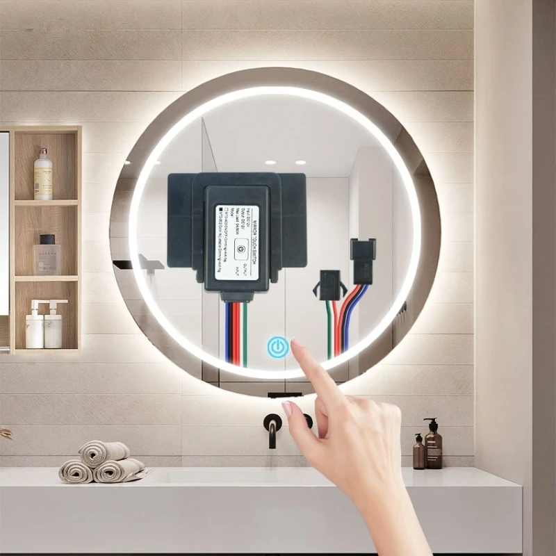 DC12V smart mirror touch dimming sensor switch LED bathroom vanity mirror defogging function