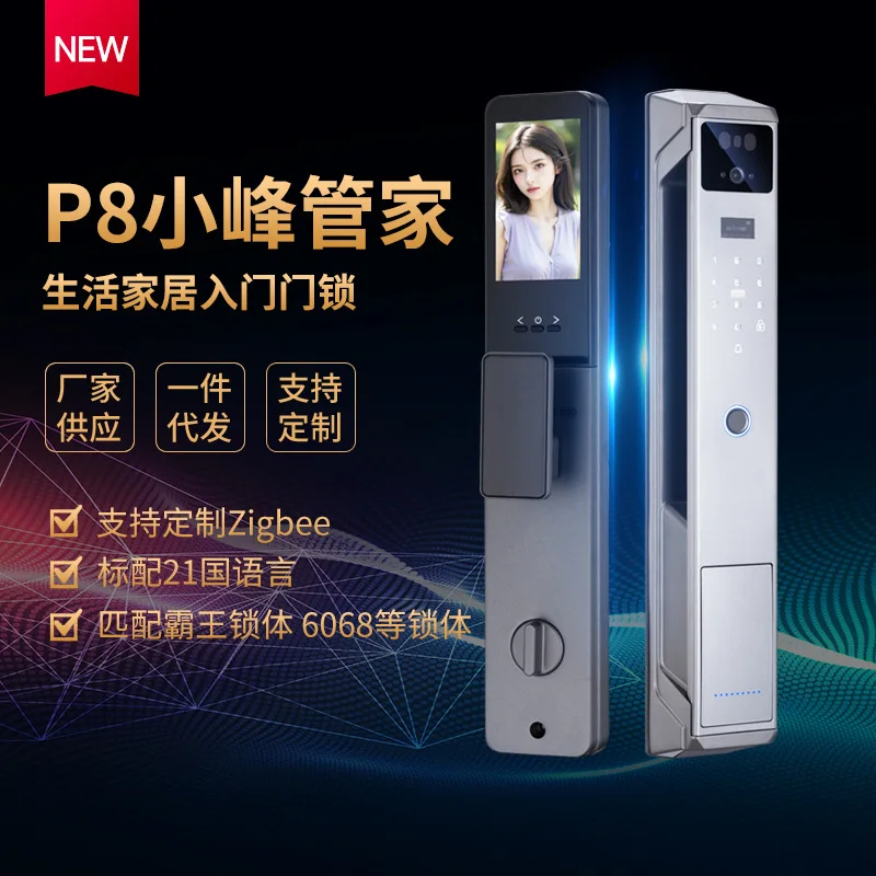Cat Eye Smart Lock for Home Use Fingerprint Password Door Lock WiFi Remote Unlock Wholesale Video Intercom Facial Recognition
