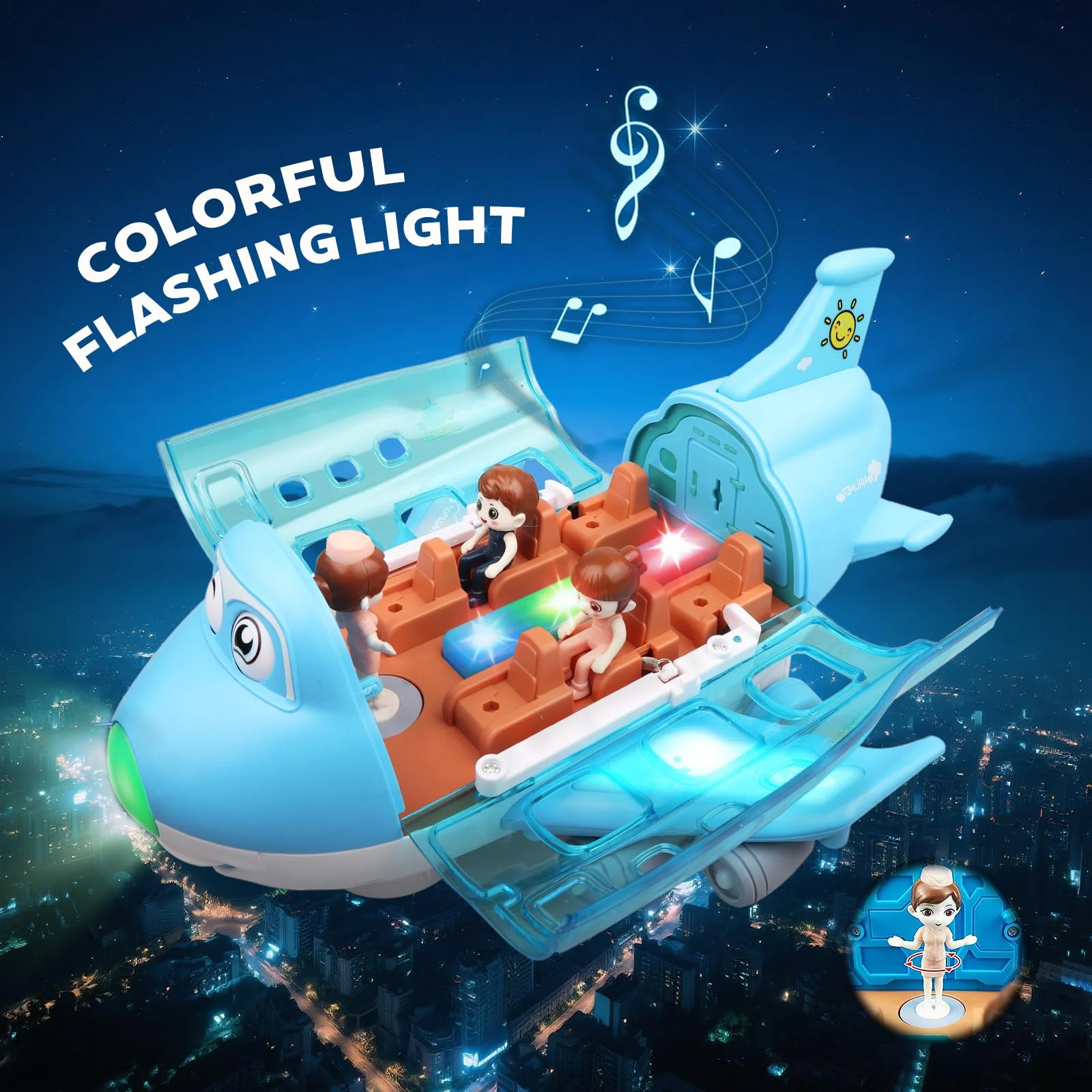 Electric Model Airplane Toy for Kids with Universal Walking Function Cool Audio-Visual Effects Ideal Holiday Gift for Babies