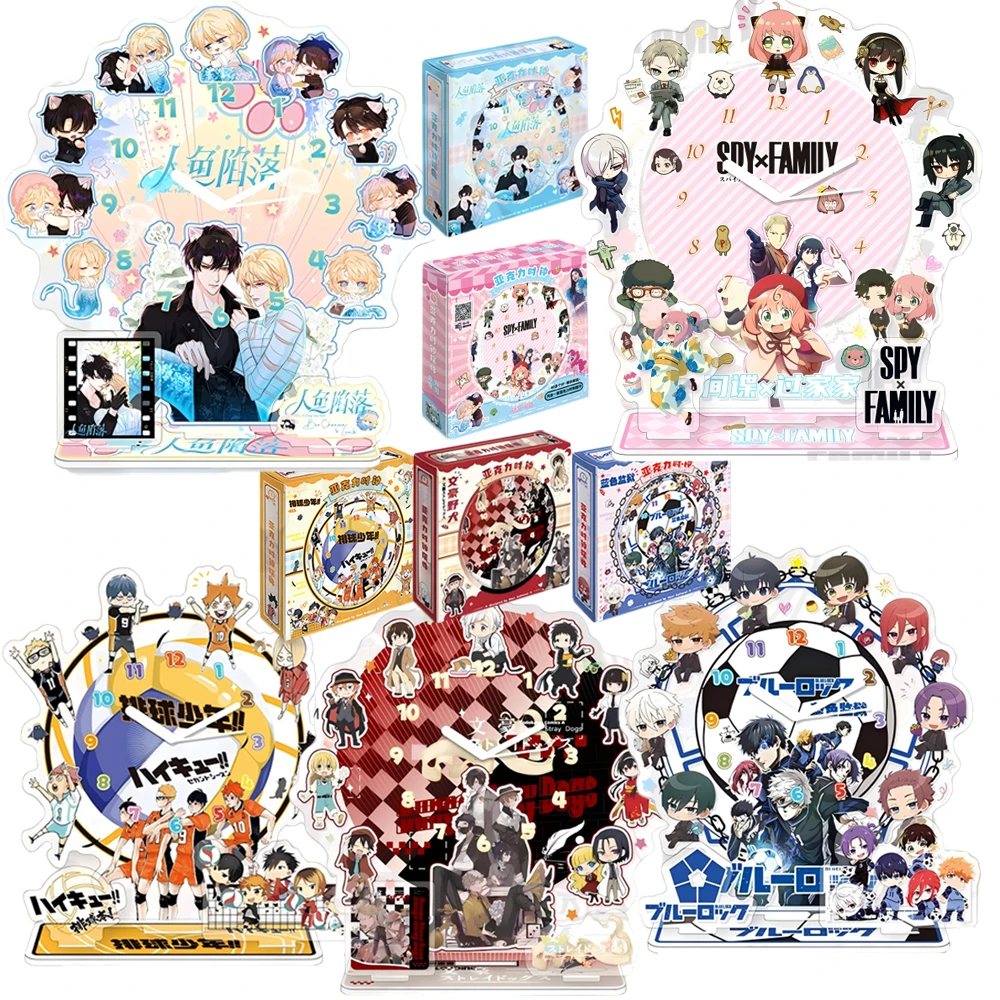 

Anime Peripheral Fashion Acrylic Clock Ornaments Cute Cartoon Standing Desktop Decoration Collection Toy Figures Gifts for Kids