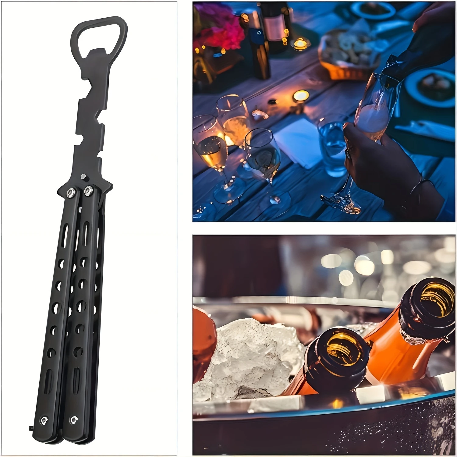 2szt Zewnętrzny przenośny składany otwieracz do butelek ze stali nierdzewnej, metalowy otwieracz do piwa, artykuły do grillowania, prezent urodzinowy na Halloween i boże narodzenie