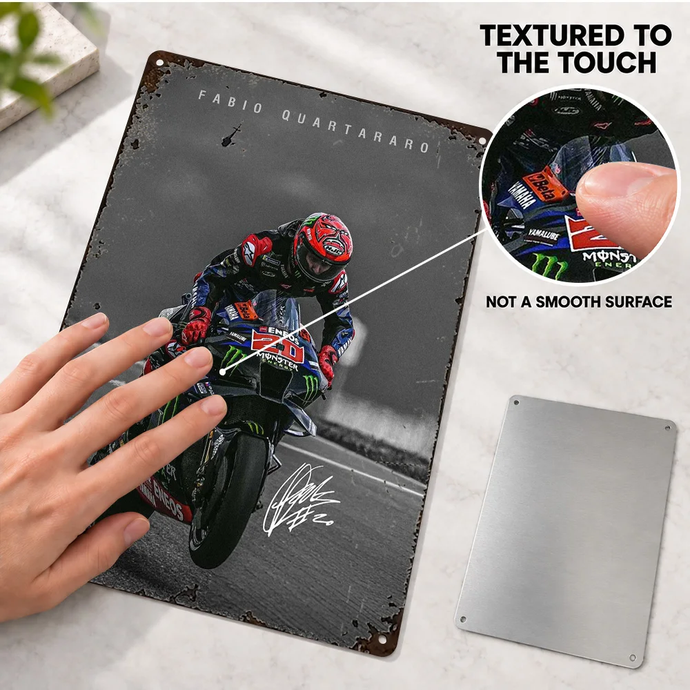 Fabio Quartararo MotoGP Textured Metal Poster Customized Aluminum Sign Selective Color Photography Wall Art For Sports Lounge