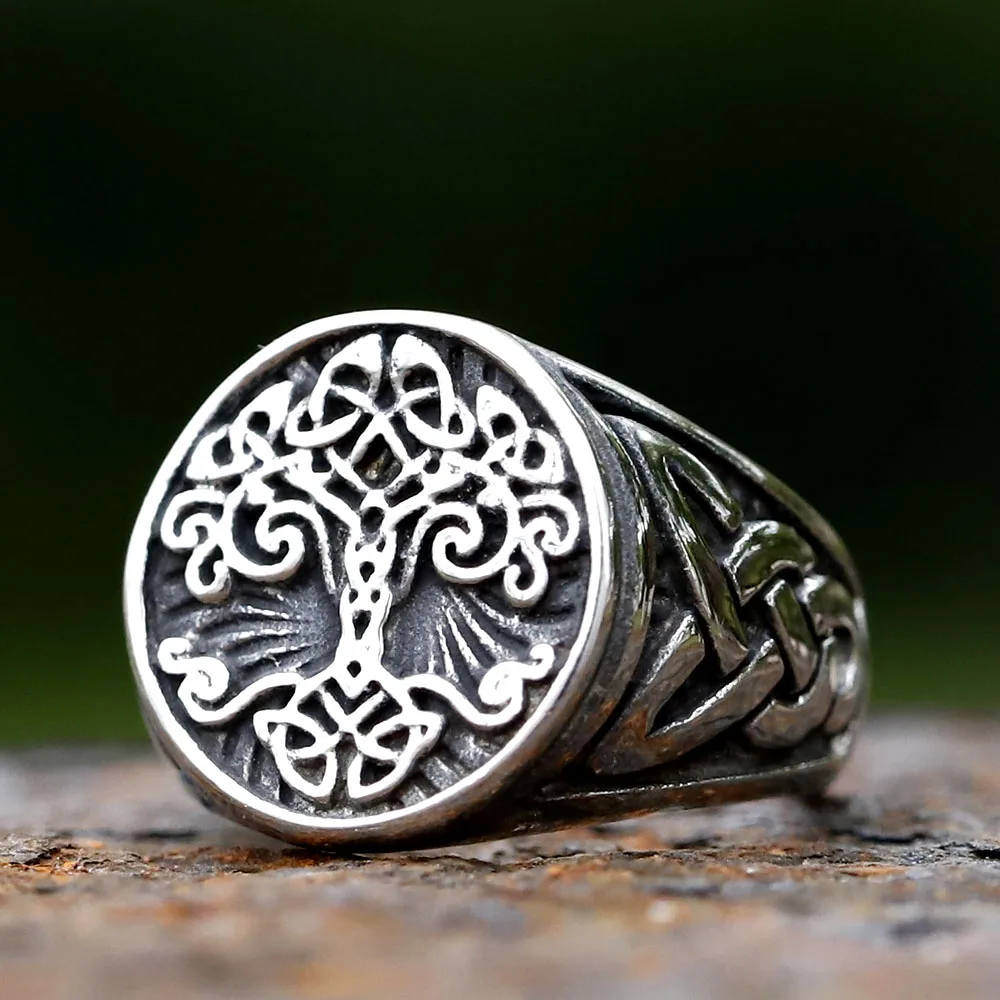 2023 NEW Men's 316L stainless steel rings Nose Viking Yggdrasi  Celtic Knot ring Scandinavian  Jewelry Amulet Gifts