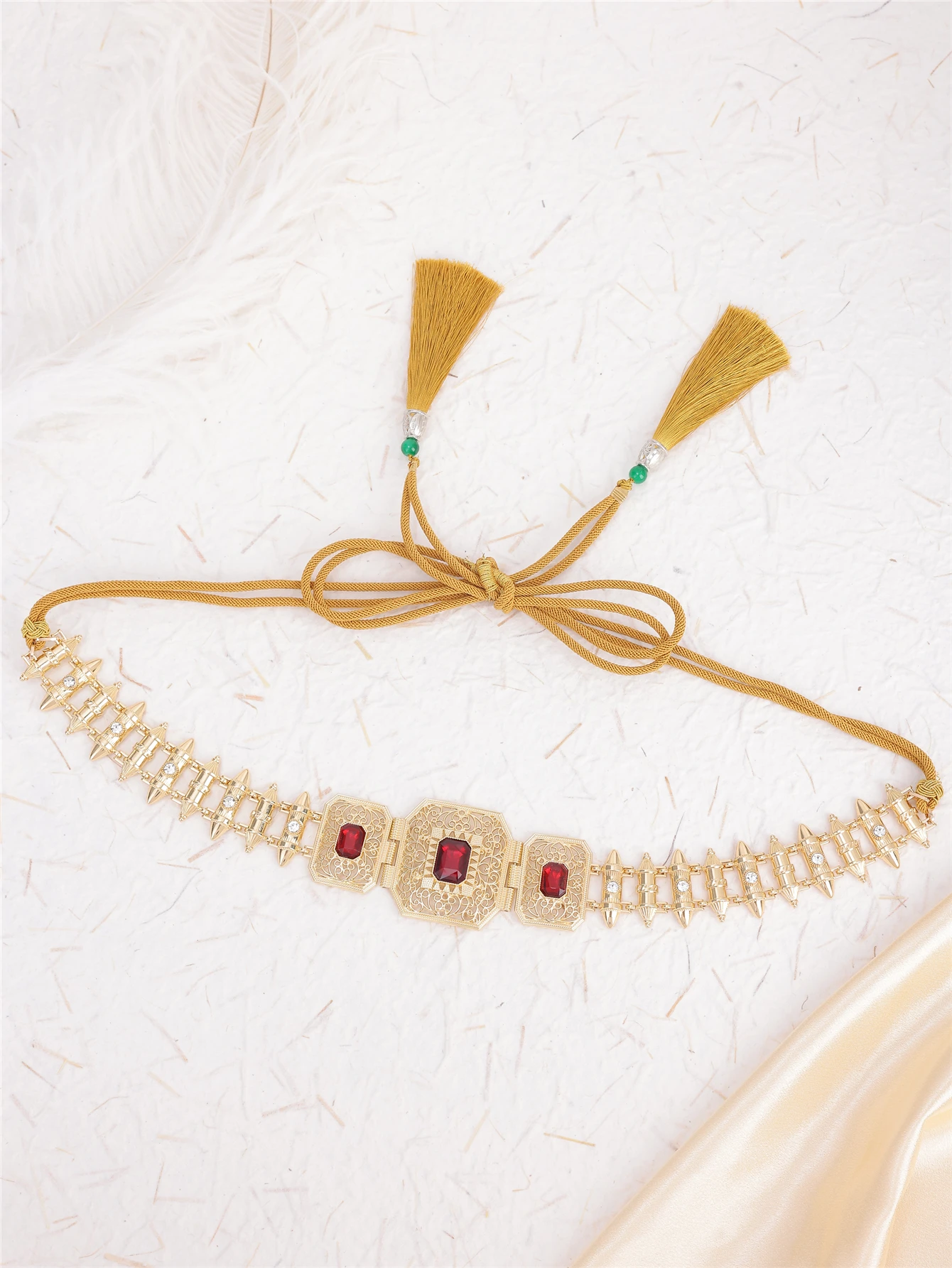 Exquisite Hand-Woven Rope Belt Women's Wedding Dress Jewelry Moroccan Style Robe Waist Chain Arabian Jewelry Accessory Belt