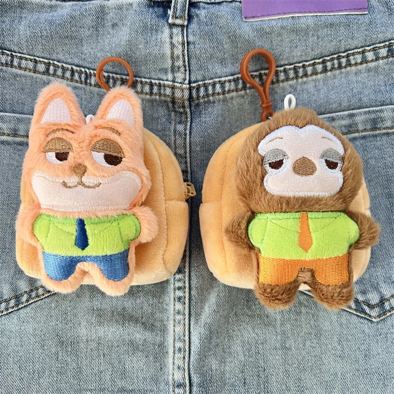Zootopia-Mini billetera de felpa con llavero, mochila colgante, bolsa de almacenamiento pequeña, bolsa colgante portátil para mujeres y niñas, juguetes de regalo