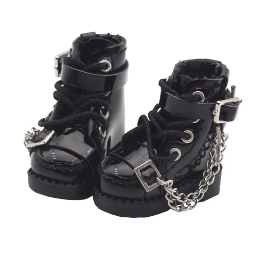 1 paio di stivali per bambole Obitsu 11 alti Mini catena di metallo 1/12 scarpe in pelle per bambole Bjd GSC stivali per bambole Bjd 1/12 con tacco alto Obitsu11