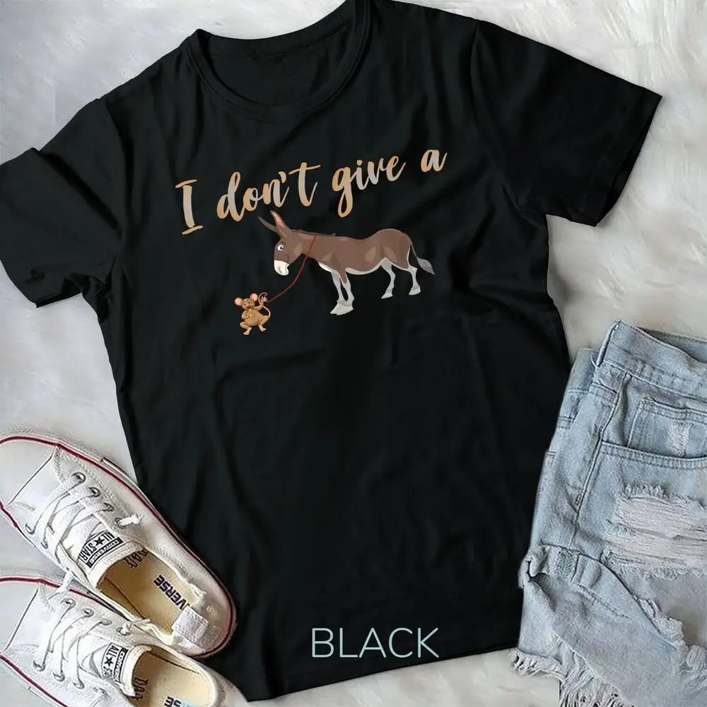 I Don't Give A Rats  Funny Donkey Mule On A Leash Unisex T-shirt High Quality 100%Cotton Short Sleeve