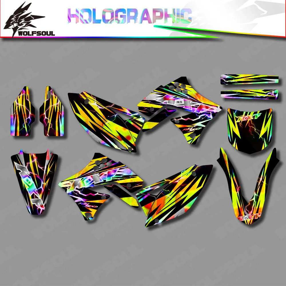 Motocross Holographics Decals Stickers Background Kits For Kawasaki KX250F KXF 250 KX 250F 2009-2012 2011 2010 Customize