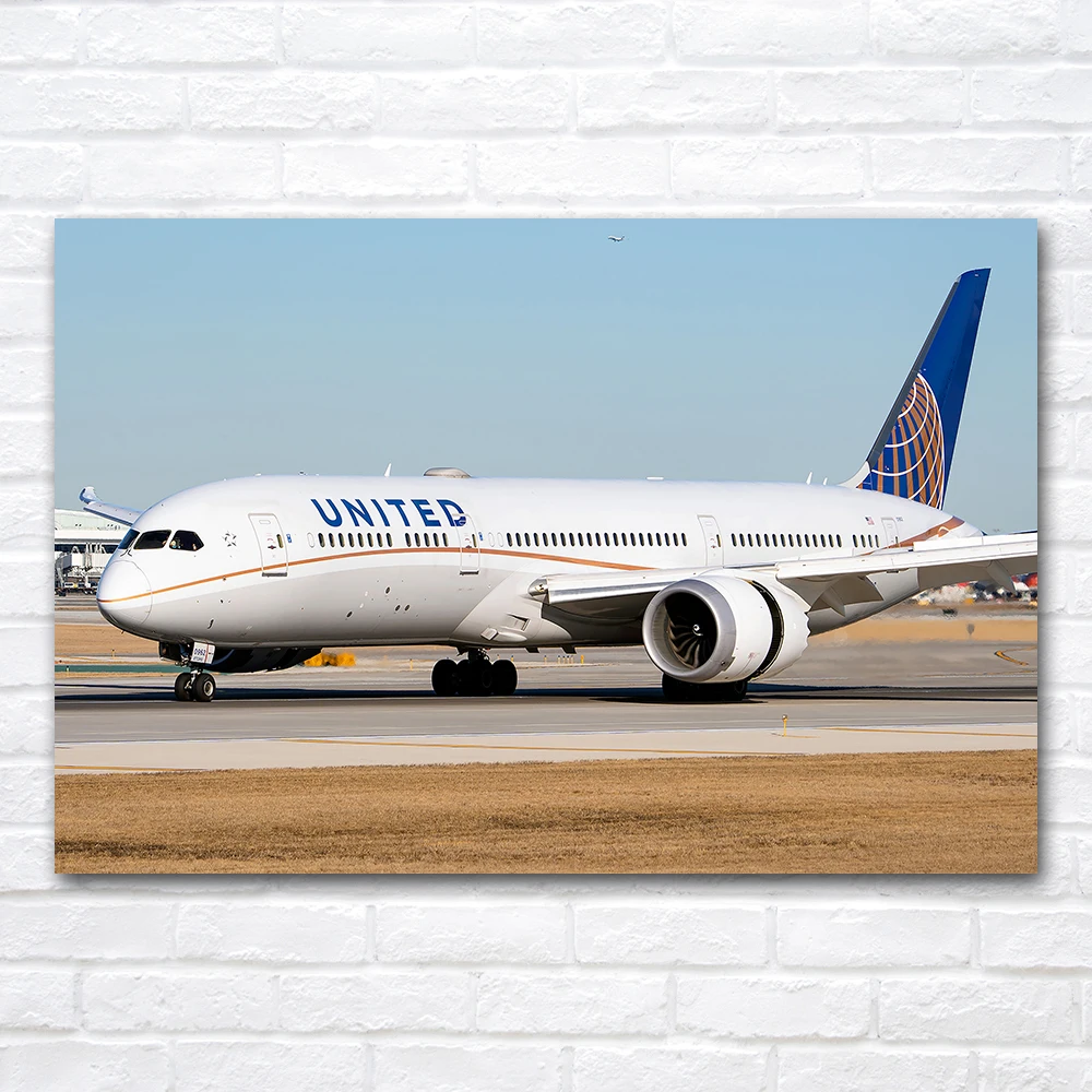 Boeing 787-9 Dreamliner Wall Art Canvas Painting Airport Airliner Posters & Prints Pictures Room Home Decor Bedside Decoration