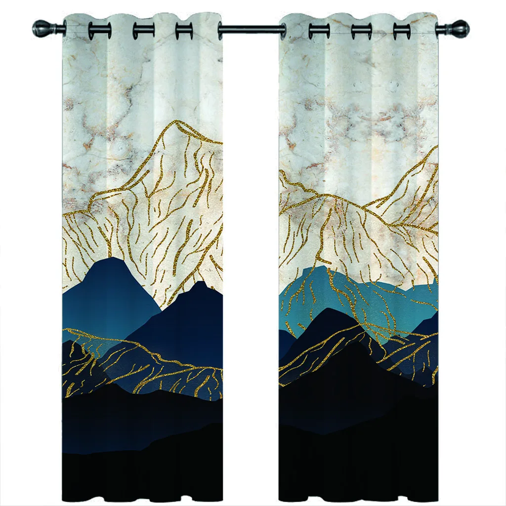 Customized Black Out Curtains For Bedroom Uk Abstract Golden Mountains Landscape Bedroom Blackout Curtains 3D Super Soft Kids