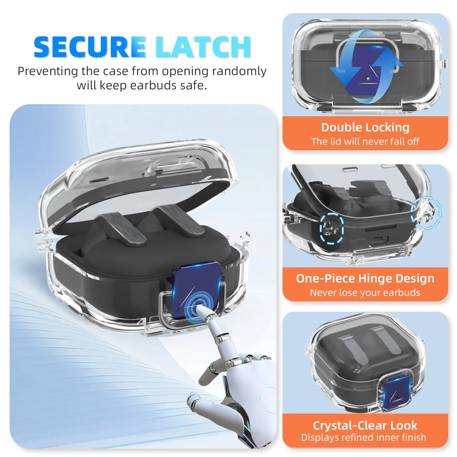 Safety Lock Case for Samsung Galaxy Buds 4 Pro/Buds 4 2026 Protective Case Phone Stand Design with Cleaner Kit for Galaxy Buds 4