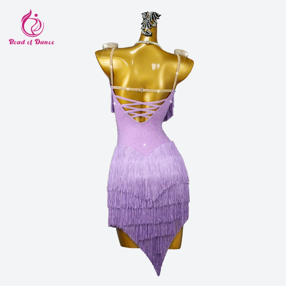 Vestido de baile para adultos, traje latino para chica, Ropa de baile de competición, falda Sexy elegante con flecos, traje de fiesta de Samba, Midi, novedad de 2024