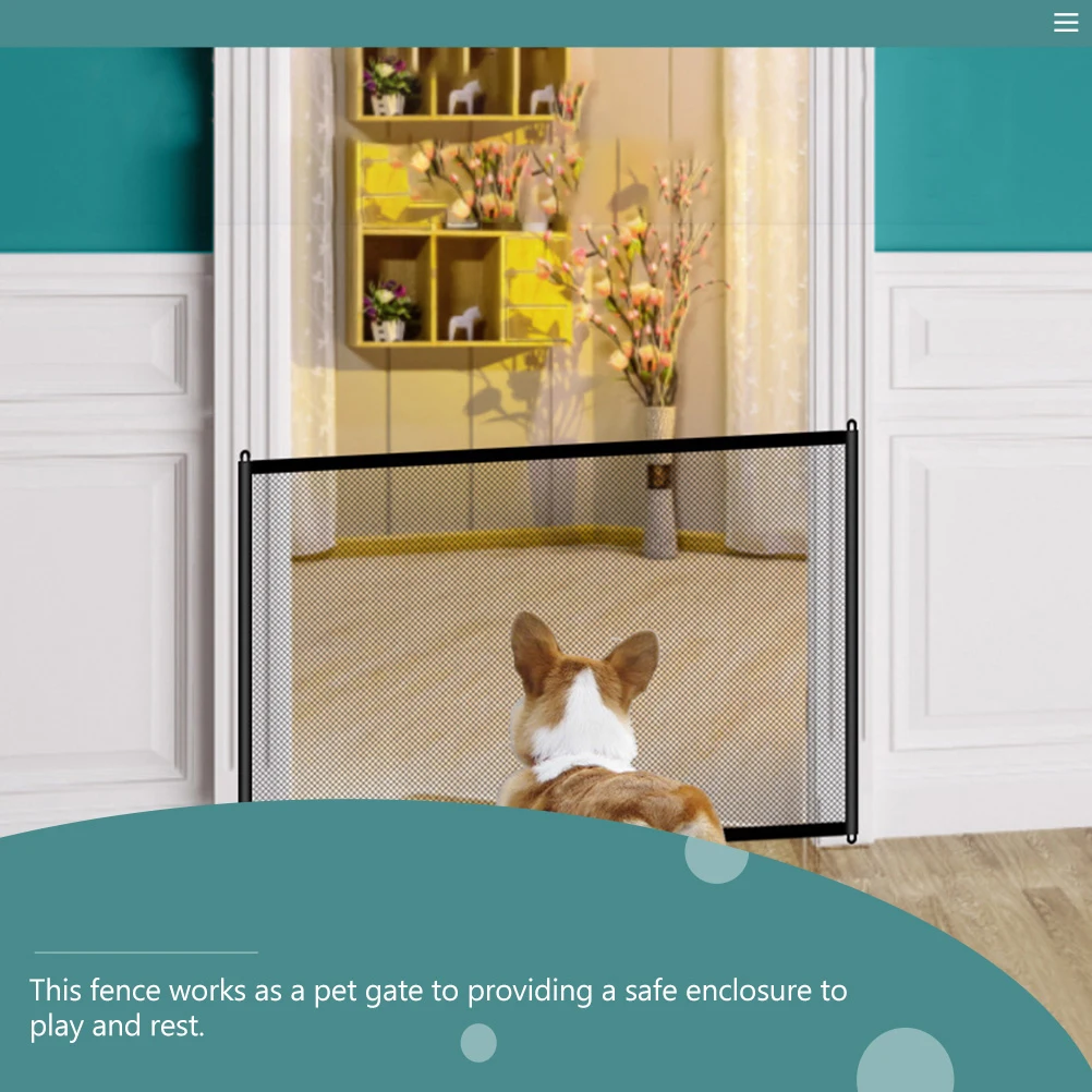 

1pc Dog Mesh Foldable Fence Easy Install Pet Safety Gate For Doorway Stairs Indoor Outdoor Use Dog Barrier Net Pet Gate