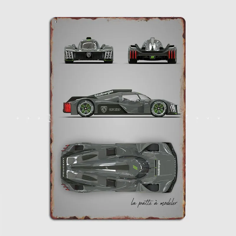 Classic Sports Car 9X8 Hypercar rally car Blueprints Metal Plaque Poster Club Home Bedroom Bar Tin Sign Room Decor Wall Decor