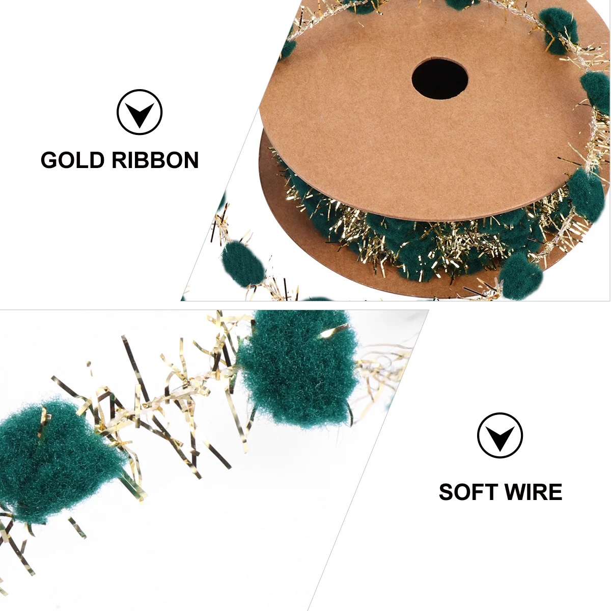 

Glitter Pom-Poms Christmas Tree Decorative Ribbon Bright Colors for DIY Gift Wrapping Crafts Party Decoration Pom Poms Ribbon