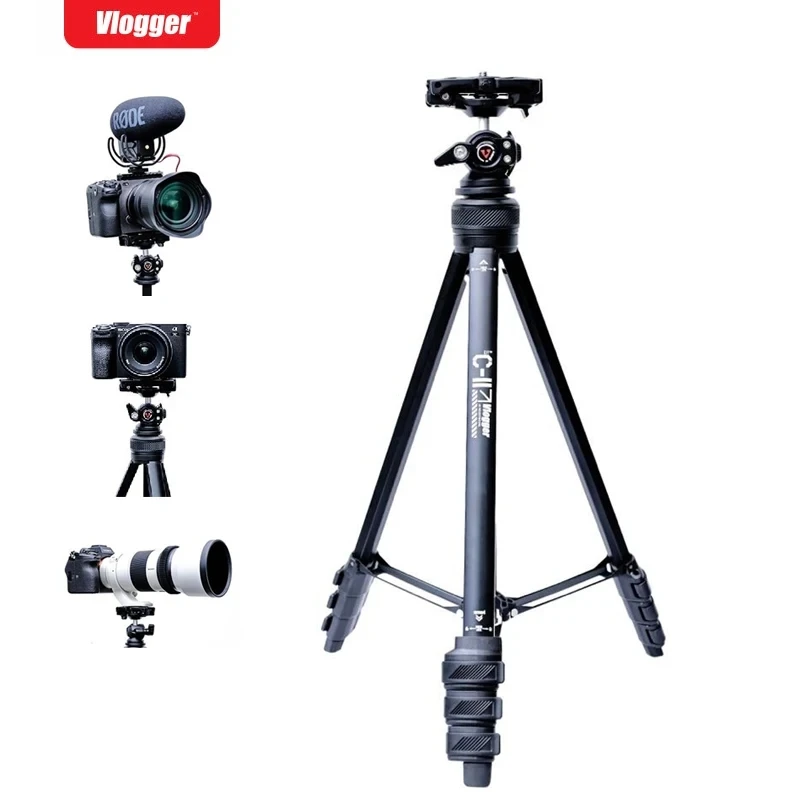 

Vlogger C11 Tower Head Lightweight Aluminum Alloy Tripod MicroSingle Camera Outdoor Photography Stand for Phone Live Vlog