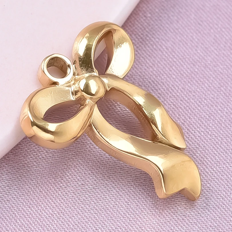 6pcs Fashion Bowknot Series Bow Pendant Stainless Steel Bow Pendant Jewelry Making Supplies Punk Girl Accessories Diy Necklace