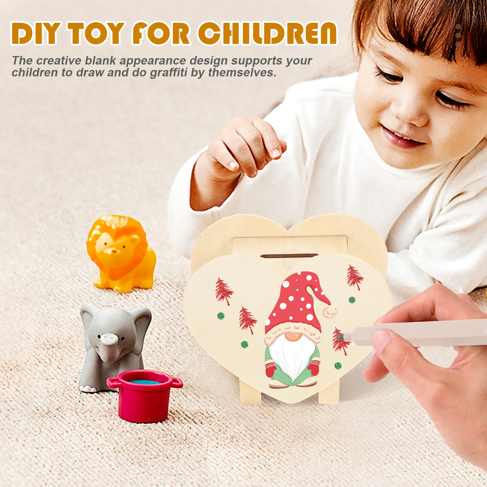 

4pcs DIY Love Money Bank Wooden Saving Jar for Kids Vintage Coin Storage Case Multi-function Children Coin Box