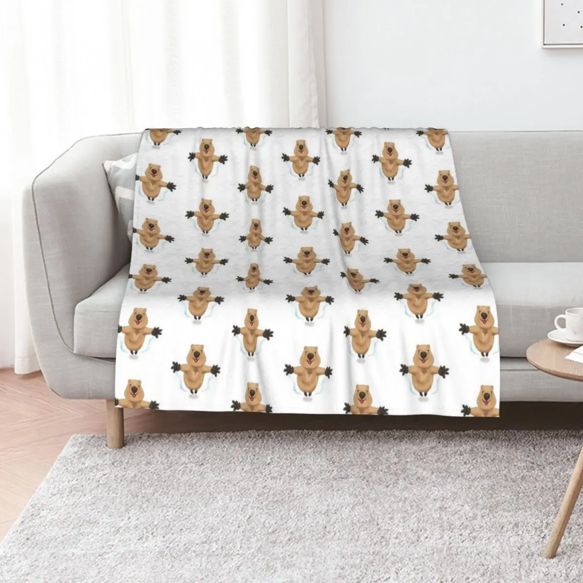 happy like a quokka Throw Blanket Soft Beds Sofa Quilt For Baby Moving Blankets Sofas Of Decoration Multi-Purpose Blankets