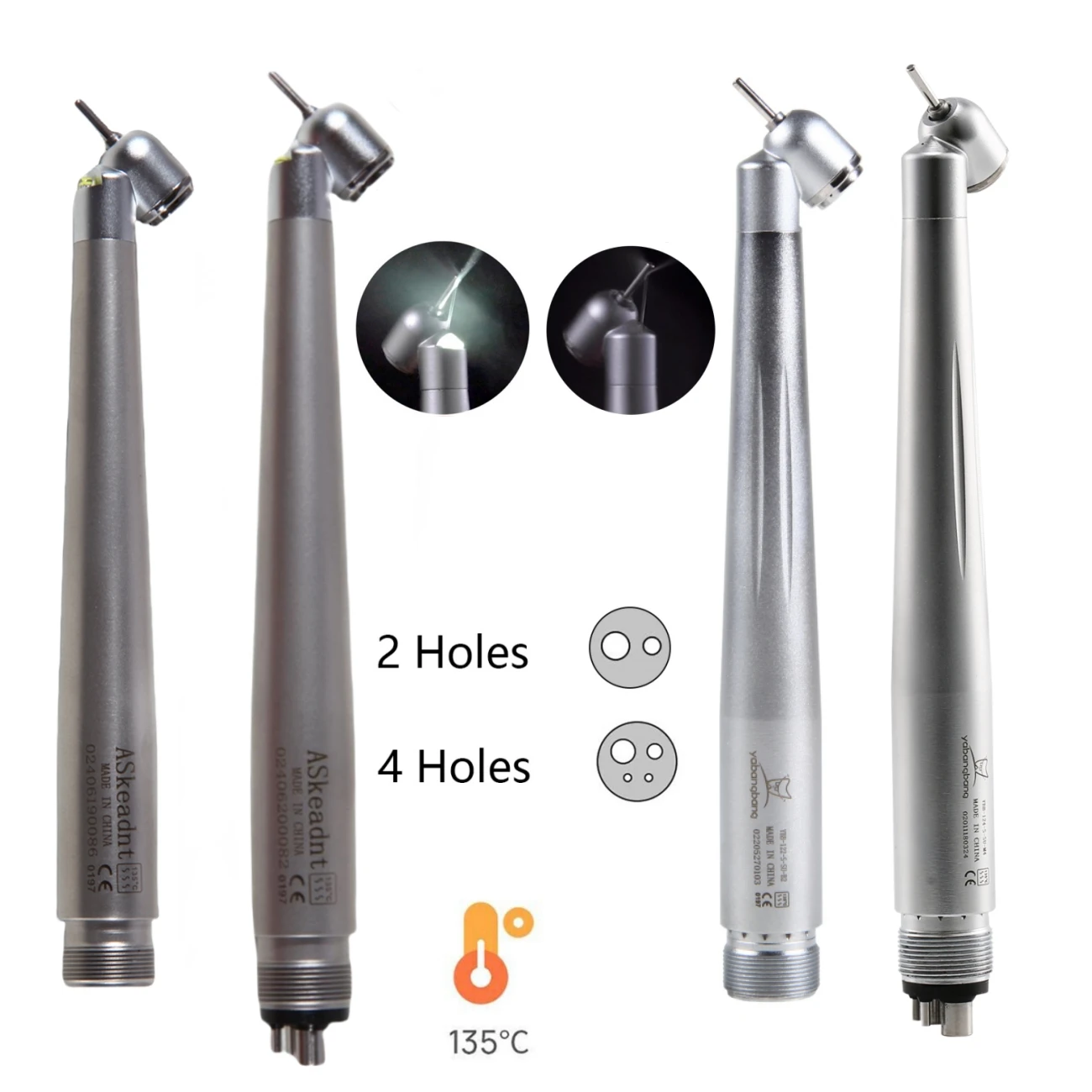 

NSK Style Dental Surgical 45° Degree High Speed Handpiece LED E-generator/No-LED 2/4Holes Turbine Single Water Spray Push Button