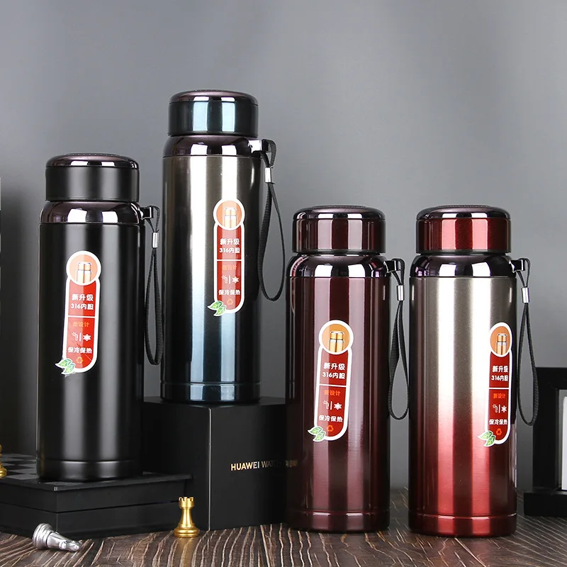316 Stainless Steel Insulated Water Bottle Home Use Large Capacity Star Pattern Thermos Cup Tea Infuser Outdoor Sports Bottle