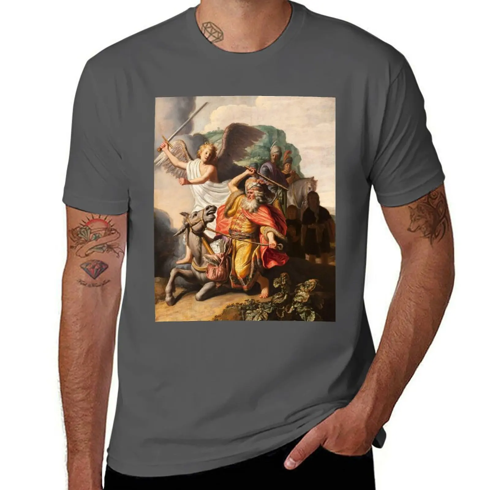 Balaam y el burro (1626) - Camiseta Rembrandt, camisetas para hombre, Camiseta divertida de algodón