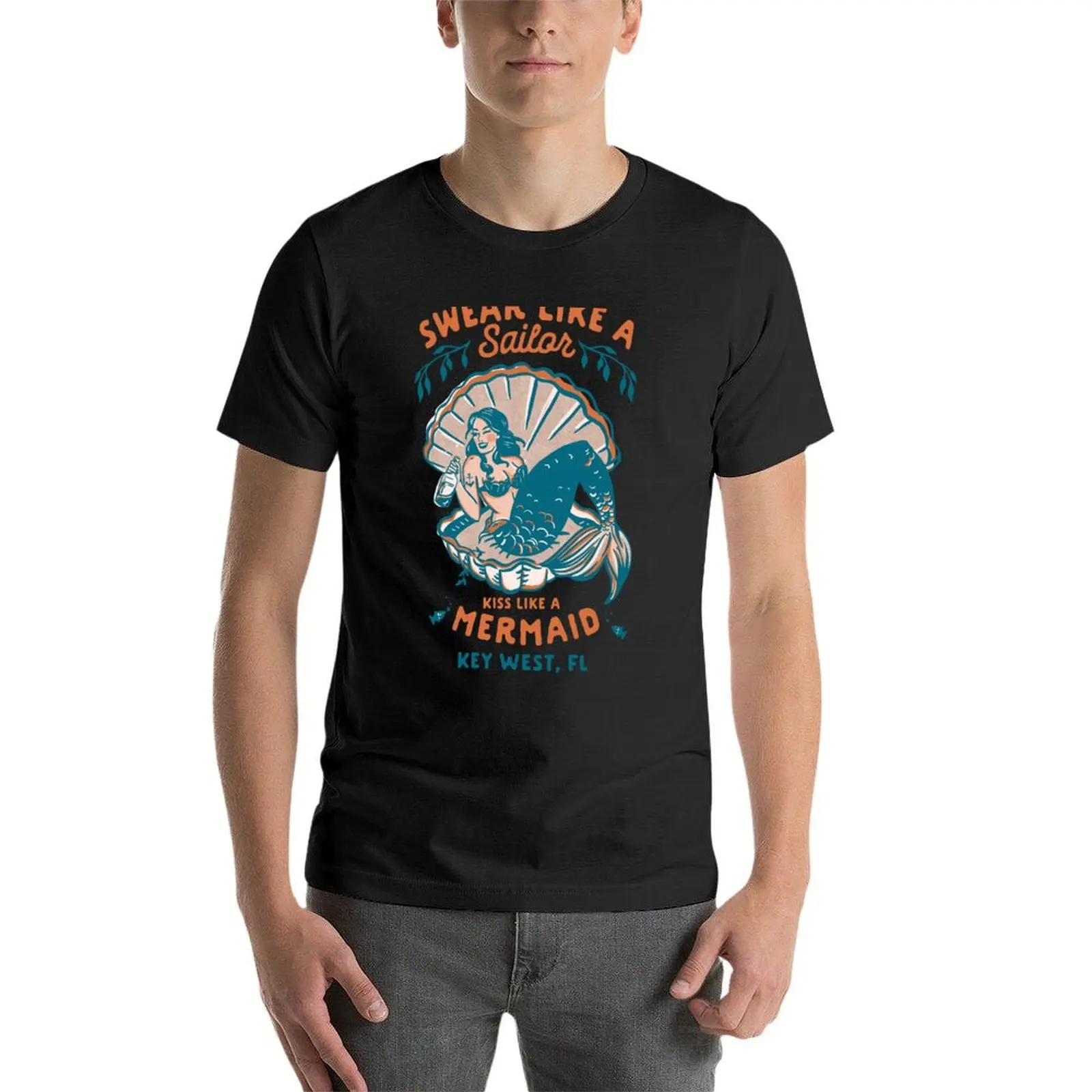 Giuro come un Sailor Key West, Florida. Divertente t-shirt a sirena Vintage retrò funnys t-shirt grafiche da uomo ad asciugatura rapida anime