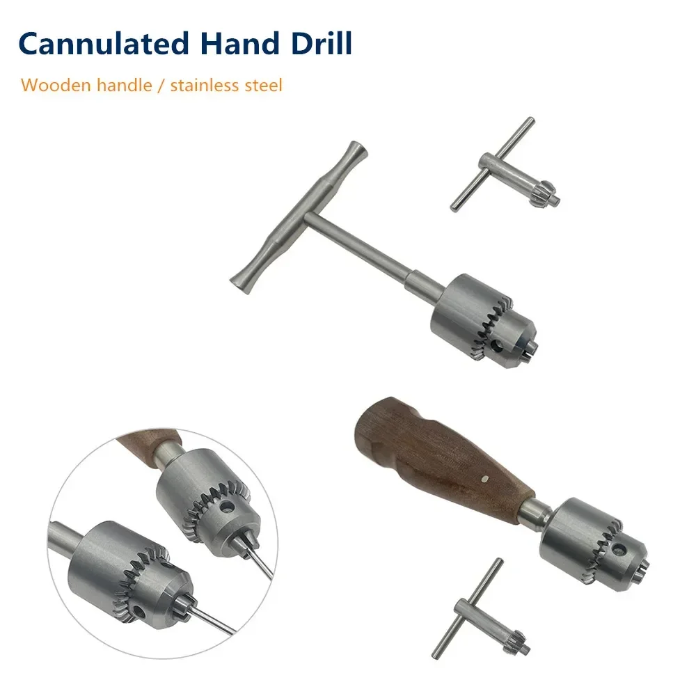 Stainless Steel Bone Cannulated Hand Drill with Handle Multifunctional Veterinary Orthopedic Instrument