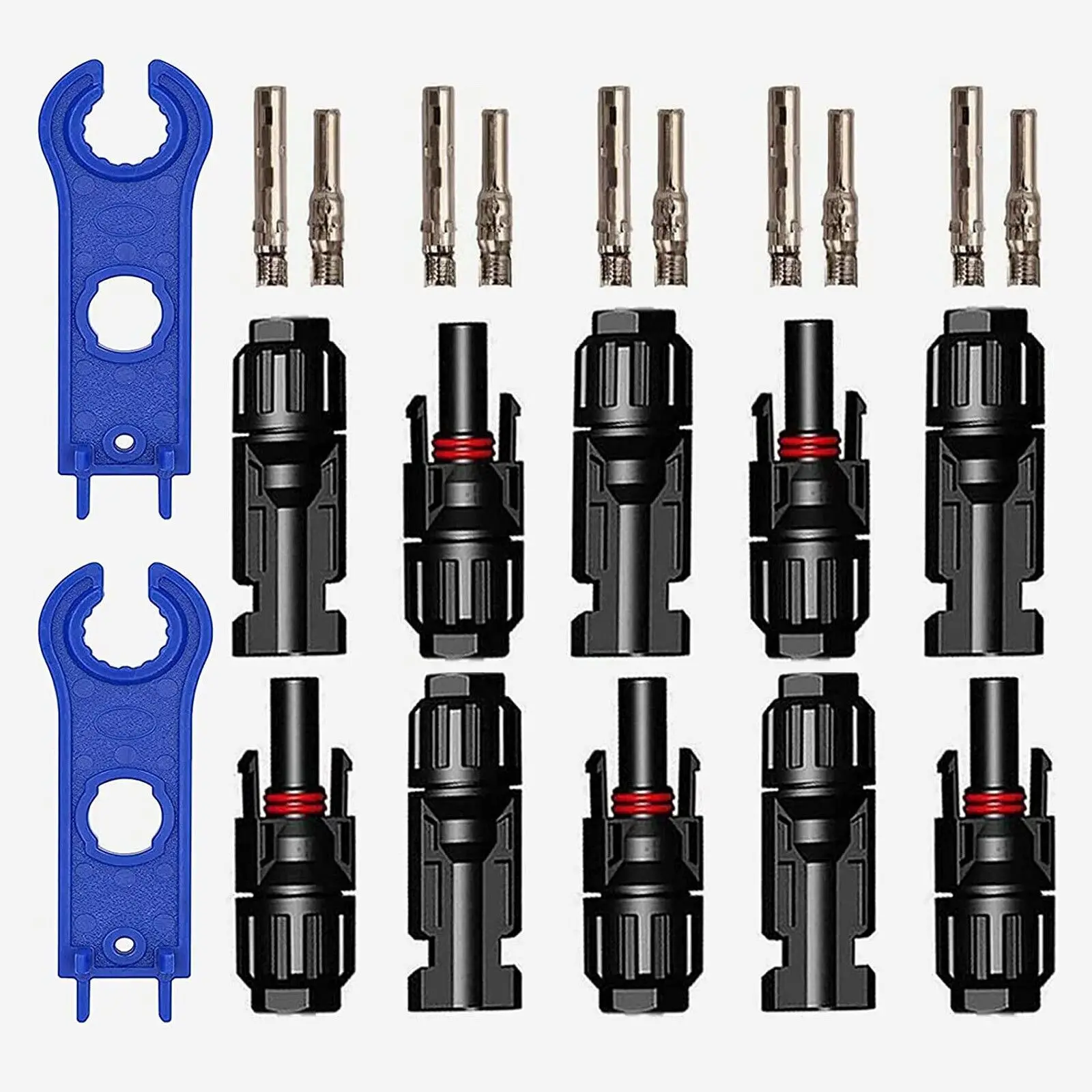 12PCS Solar Panel Cable Connectors 6Pairs Waterproof Male Female PV Plug Set for DIY Solar Array and RV Boat Charging