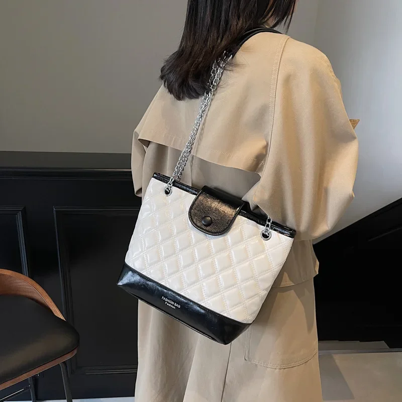 Bohemian Code! 2025 Korean Stitch Tote - Dumpling Bucket Style, 2 Ways Carry, Creative Commute