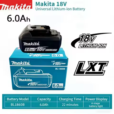 100% original Makita battery, 18V 6.0Ah rechargeable battery, replacing Makita BL1830BL1840BL1850BL1860B, power tool battery