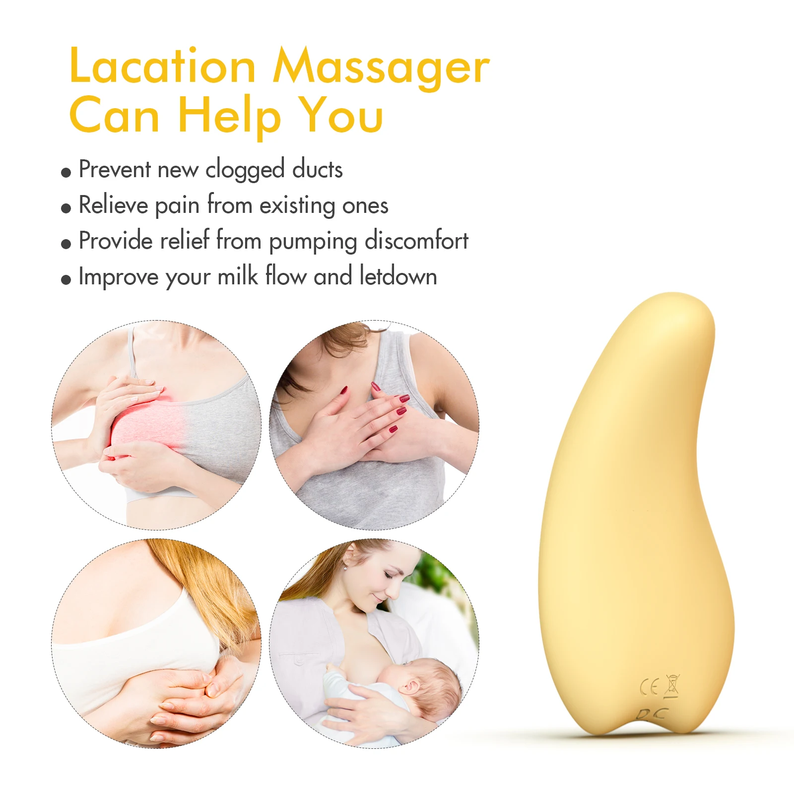 مدلك الرضاعة لتدليك الثدي بثلاث سرعات للرضاعة الطبيعية، ضغط ساخن للغدود الثديية ناعمة ومريحة