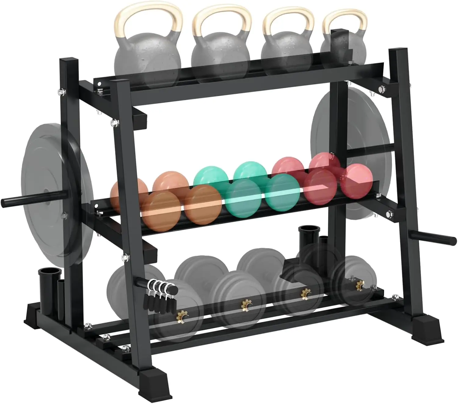 

1100 lbs Capacity Dumbbell Rack Stand, Weight Racks Multifunction Steel Weight Rack for Dumbbells, Kettlebells, and Weight Plat