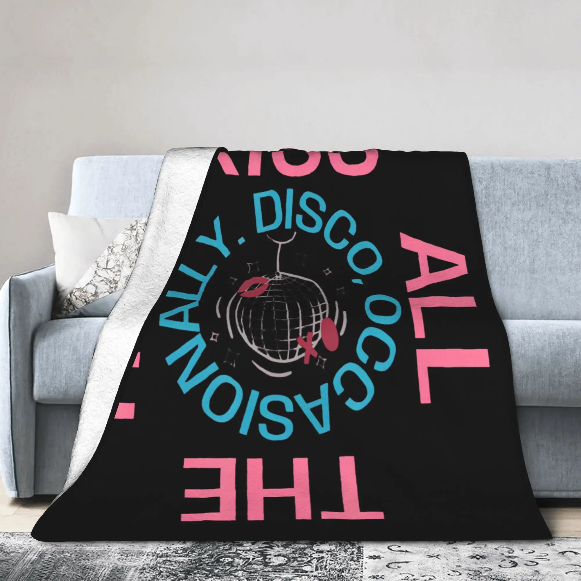 Kiss All The Time Disco Harrys Funny Saying Fleece Throw Blankets Styles  Blanket for Bedding Bedroom Super Soft Bed Rug