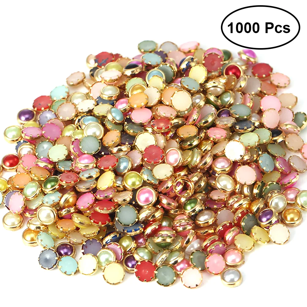 1000pcs/pack Round Nail Rhinestones ABS Nail Decorations Flat Back Rhinestone Decorations(Assorted Color)