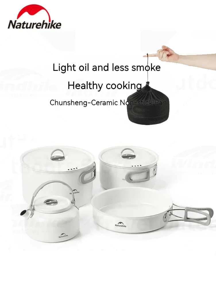 

Naturehike Camping Tableware Pots Cookware Portable Combination Pots and Cutlery 3-7 Persons Cookers Outdoor Picnic Camping Gear