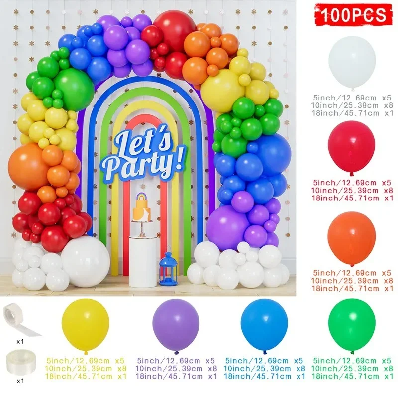Buntes Regenbogen-Ballon-Girlanden-Set, mehrfarbige Latex-Ballons, Dekoration für Hochzeit, Geburtstag, Brautparty, Gastgeschenke, Party – Detail 10