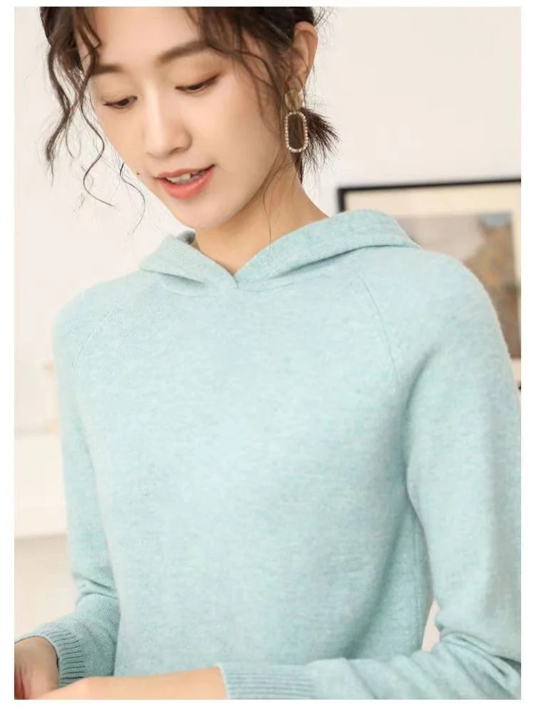 Women  Hooded Knitted Wool Sweater Pullover Jumprt Clothing  Female Warm Long Sleeve Sweater Tops Korean Casual Hoodie Jacket