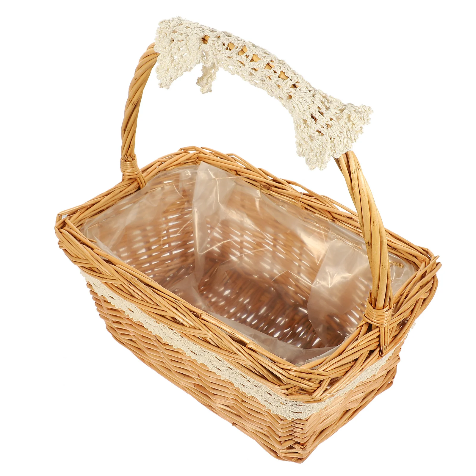 

Rattan Handheld Flower Natural Hand-Woven Storage Decorative Basket For Wedding Picnic Dried Flowers Fruit Snack Organizer