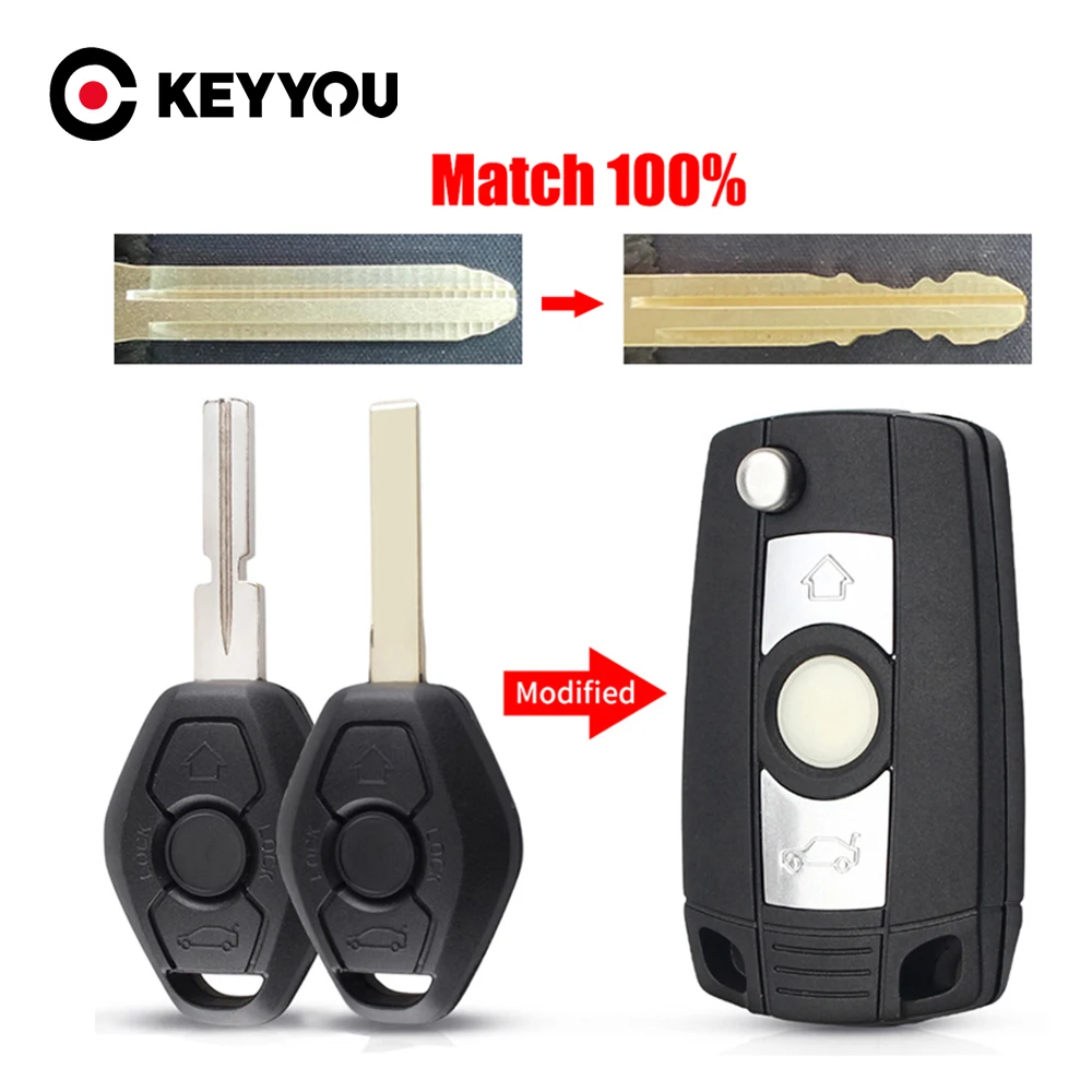 

KEYYOU With Cutting Service Modified Upgrade Flip Key Remote Key Shell Case For BMW E38 E39 E46 X3 X5 Z3 Z4 1/3/5/7 Series