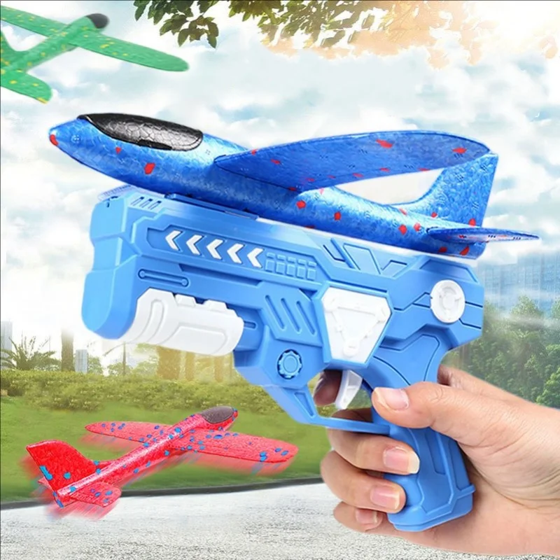 Espuma Catapulta Plane Gun, Fogo, Esportes ao ar livre, Hand Toss, Flying Glider Toy, Meninos e Meninas