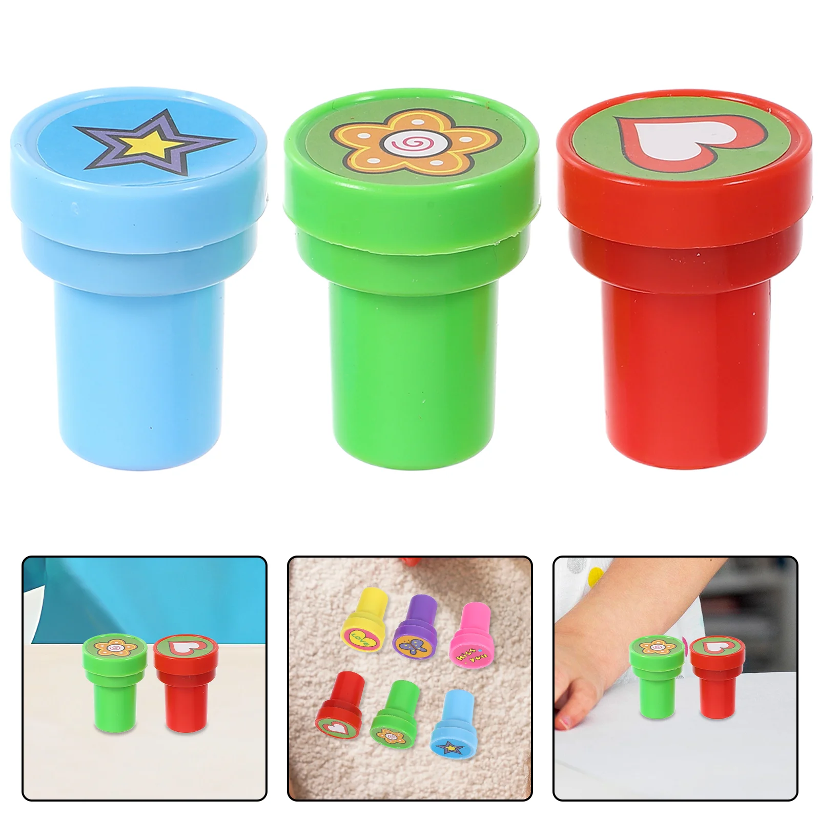 24 Pcs Cartoon Stamp Plastic Stamps for Toddlers Handmade Craft Floral Kids Ink Toy Butterfly Flower