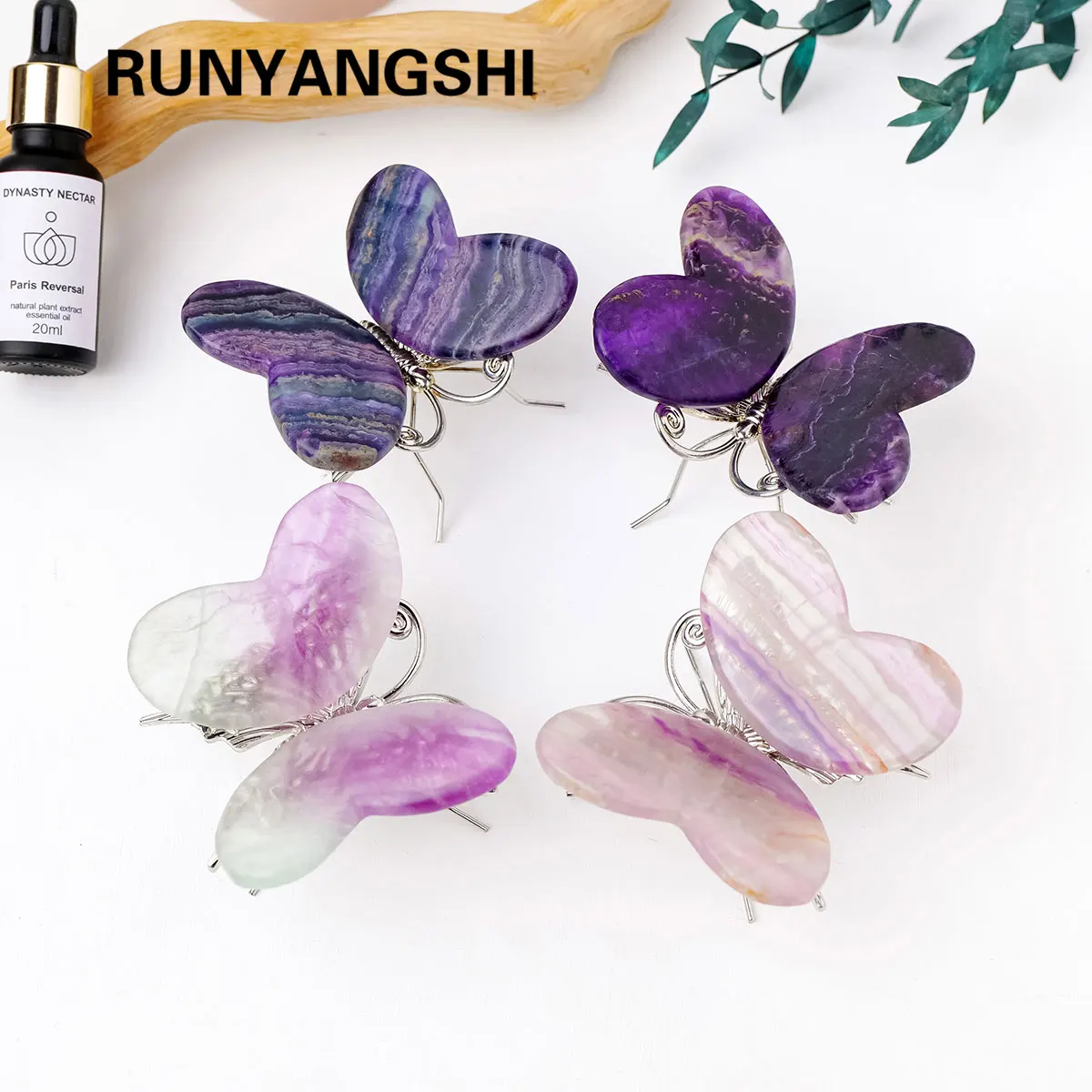 تمثال فراشة فلوريت قوس قزح طبيعي ، حجر كريستال ملون عشوائي ، نحت أحجار كريمة ، هدايا ديكورية منزلية ، 1 * *