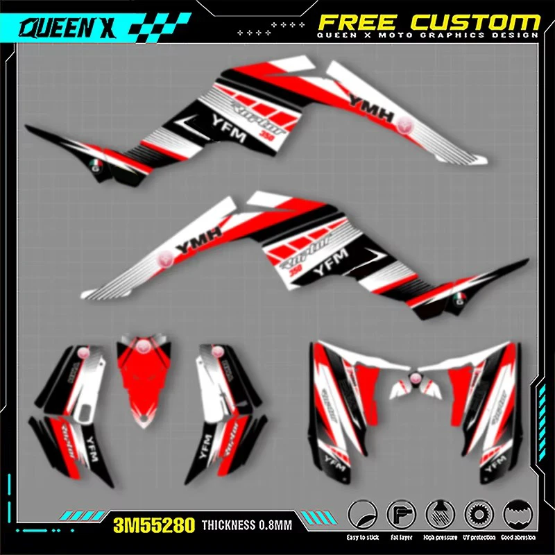 

Queen X MOTOR For YAMAHA RAPTOR350 2014 2013 2012 2011 2010 2009-2004 Full Fairing Motorcycle Graphics Decals Stickers Kits 003
