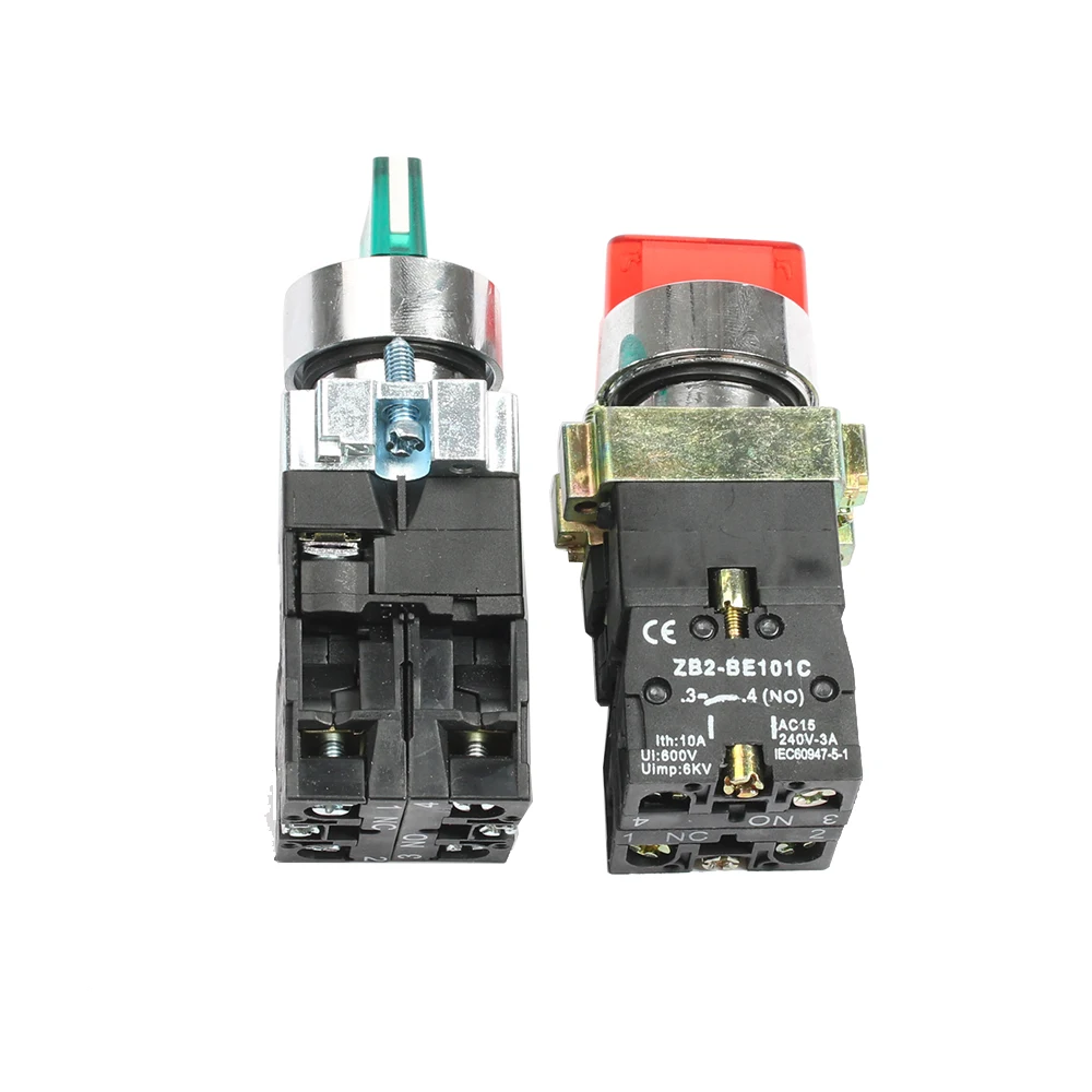 XB2-BK3365 BK3465 3 Positions XB2-BK2465 BK2365 2 Positions Rotary Select Switch with Light Latching self-Locking 220V 380V 24V